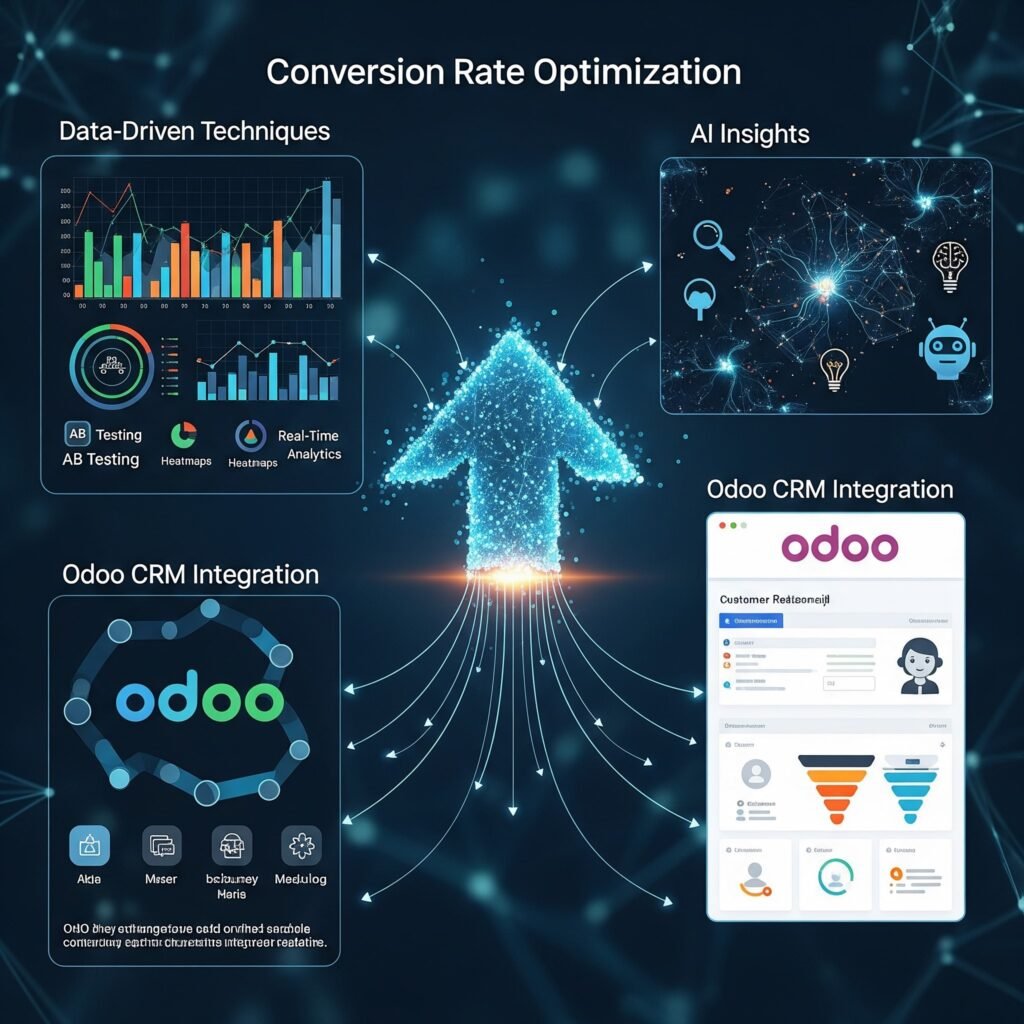 The image represents Techosoft's Conversion Rate Optimisation services, designed to help Sydney businesses enhance site performance and turn more visitors into customers. Through rigorous data analysis, funnel tracking, and testing, Techosoft delivers tailored strategies that improve user experience, boost engagement, and maximise sales, ensuring campaigns are always credible and aligned with industry best practice and EEAT.