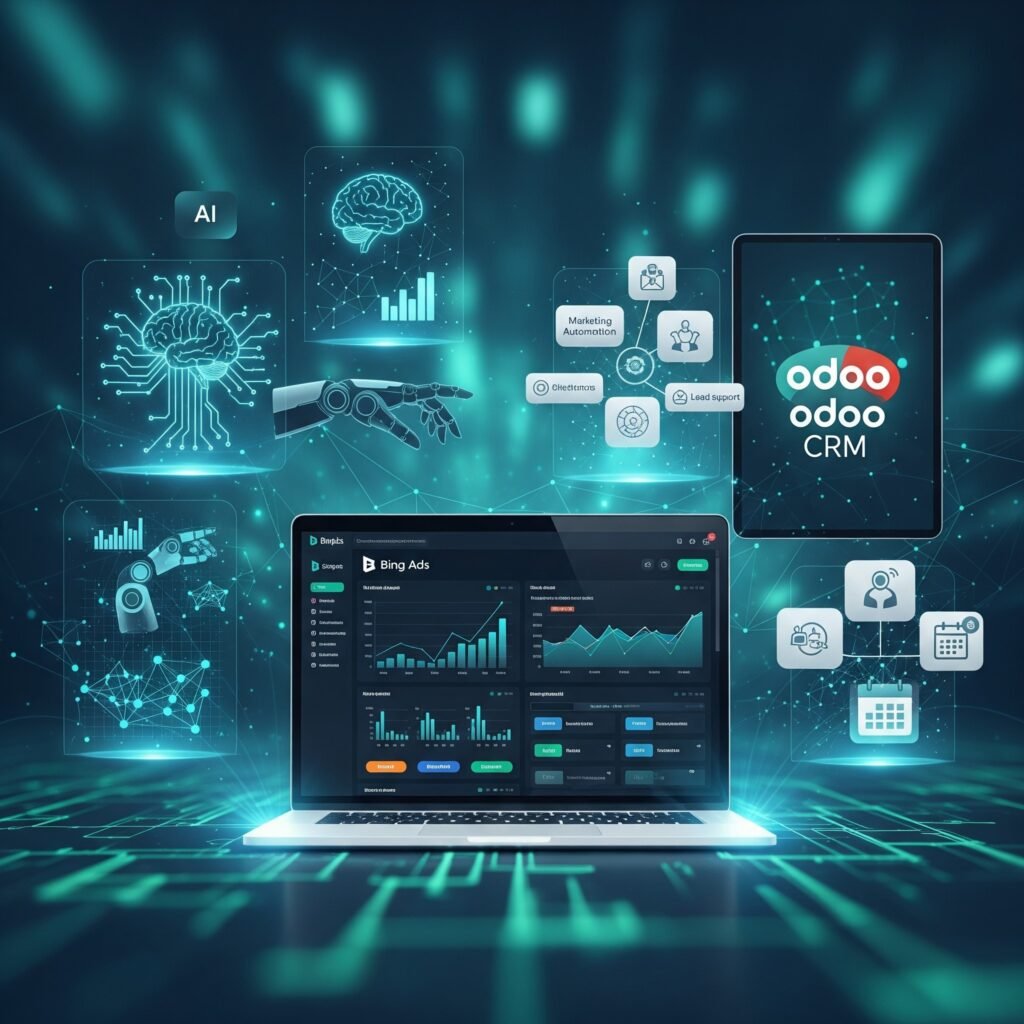 Techosoft's Bing Ads Management image illustrates responsive PPC management, audience segmentation, and budget planning for businesses seeking Microsoft network visibility. Every campaign leverages Techosoft's expertise in ad copy, analytics, and best-practice methods for optimal reach and return.