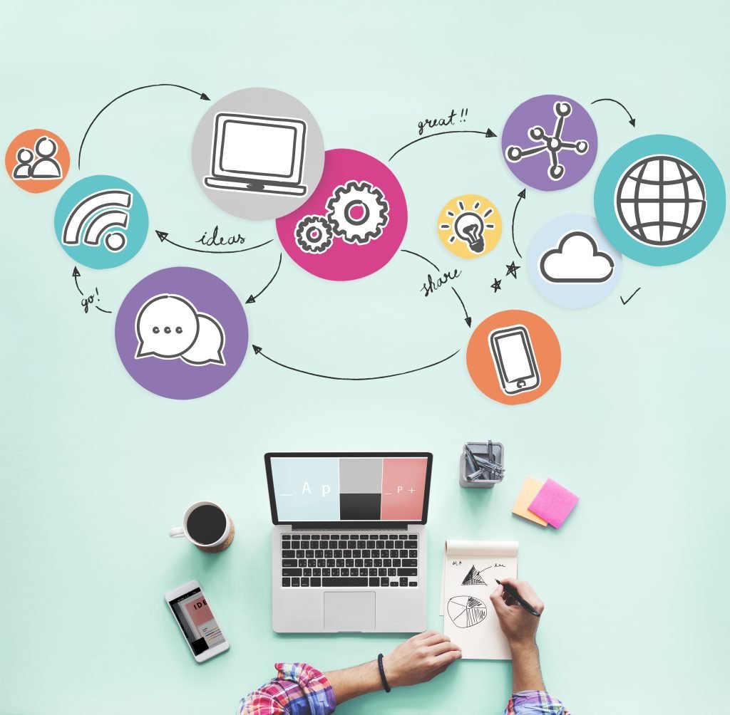 aerial view of woman working on social media 2025 02 10 08 12 44 utc
